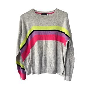 Mint Velvet Grey Cashmere Blend Stripe Detail Jumper Size 10